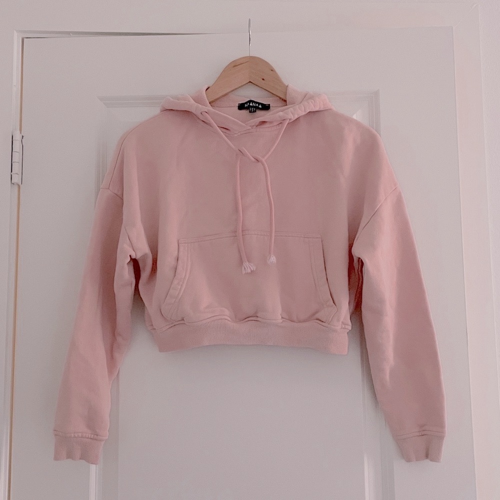 NAANAA Crop Hoodie Pink Sweatshirt